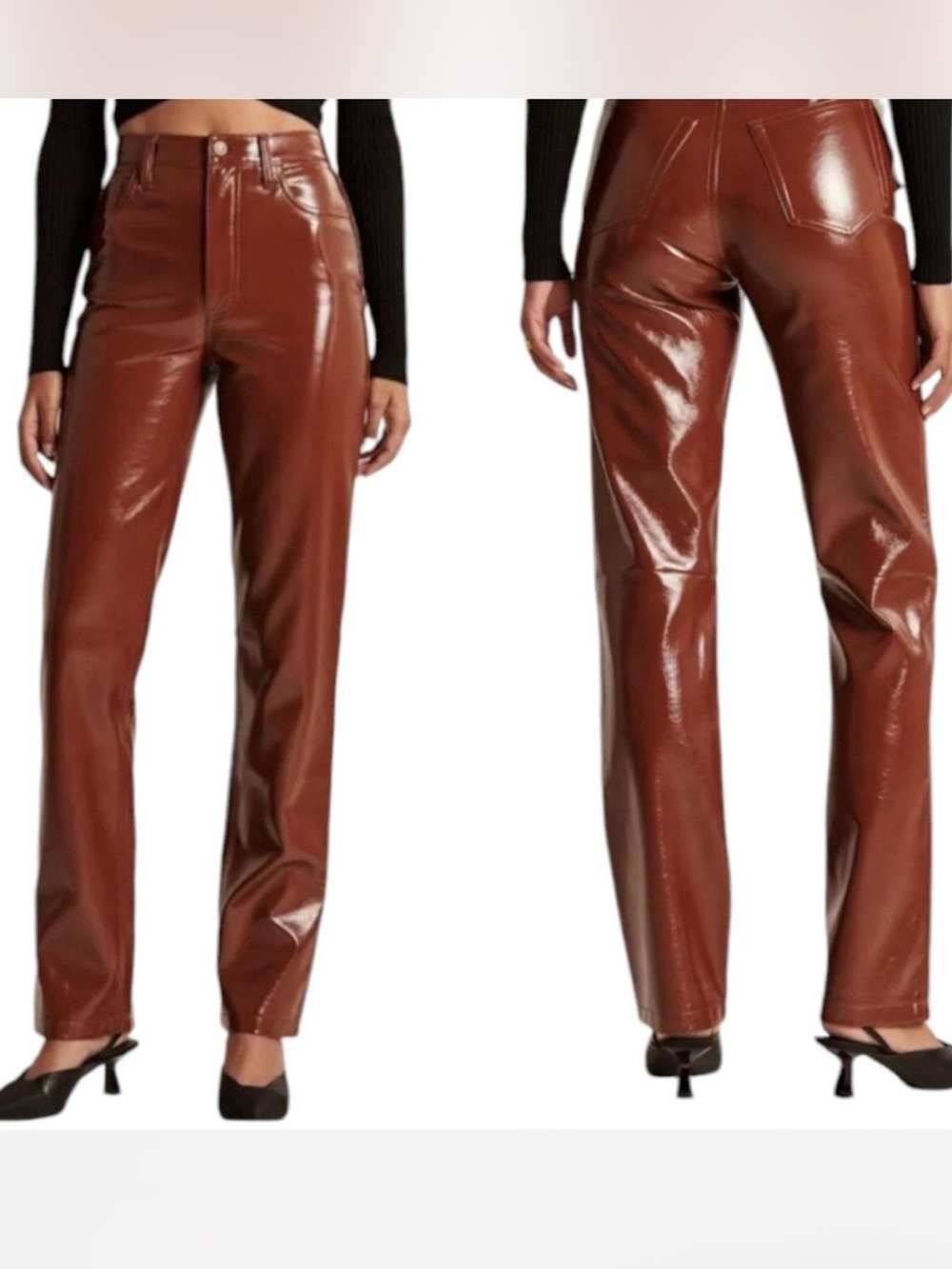 Abercrombie & Fitch High Rise Straight Pants Size 30/10s Faux Leather Casual NWT